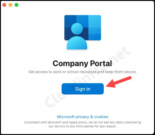 Sign in to Company Portal app on macOS