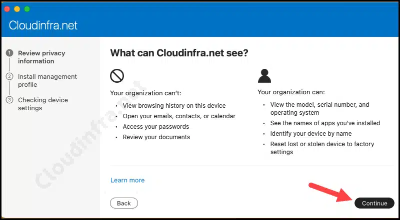Review Privacy Information and click on Continue