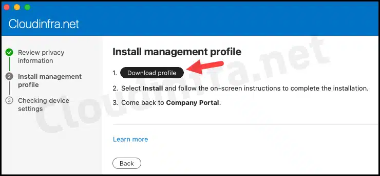 Click on Download Profile button to Download management profile