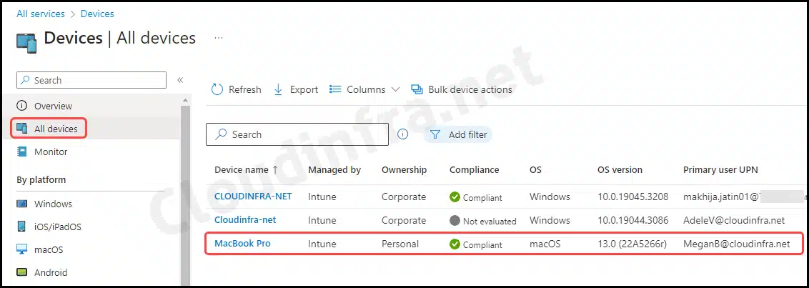 Confirm macOS Registration from the Intune admin center