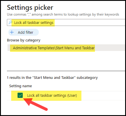  Add Lock all taskbar settings (User) setting