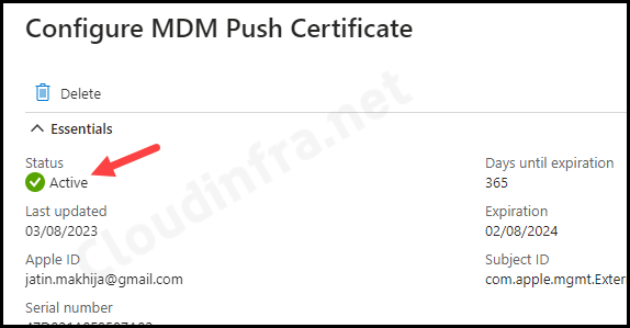 Apple MDM push Certificate verification