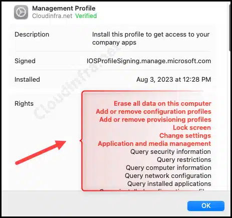 Management profile Rights / Control to MDM Provider