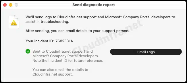 Send Company Portal App diagnostic logs to Microsoft