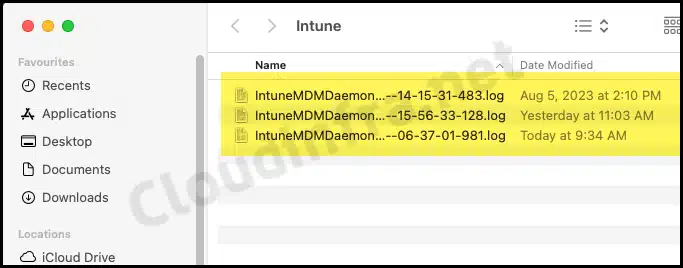 IntuneMDMDaemon*.log file location on macOS