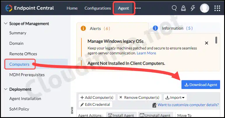 Download ManageEngine Endpoint central agent