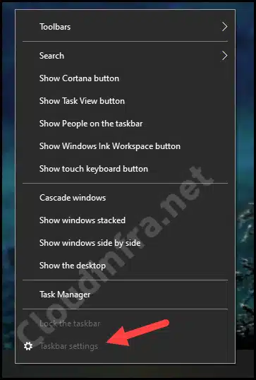 Disabled taskbar settings on windows 10 using registry