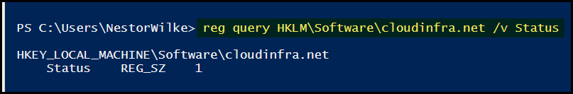 reg query HKLM\Software\cloudinfra.net /v Status