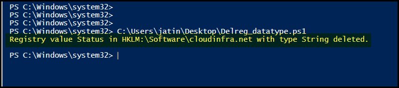 Delete registry entry matching with specific data type using Powershell script