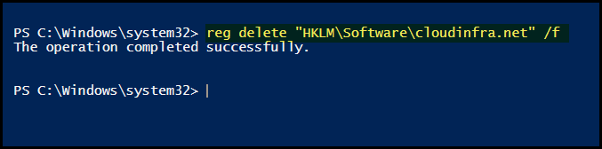 reg delete command to delete a registry key