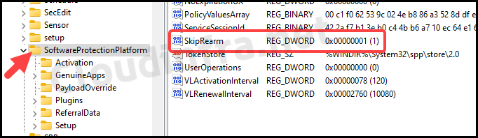 SkipRearm registry entry value should be set to 1