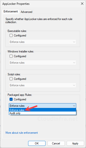 Enforcement mode for AppLocker