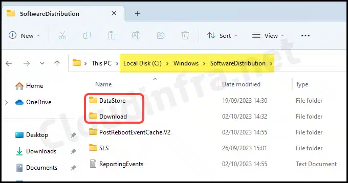 Delete DataStore and Download folders inside SoftwareDistribution folder