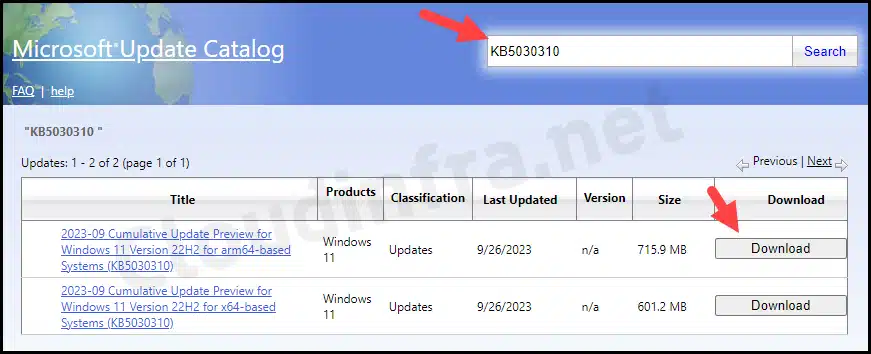 Download Windows 11 22H2 Moments 4 (KB5030310) using Microsoft Update Catalog