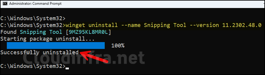 Uninstall Snipping tool using Winget