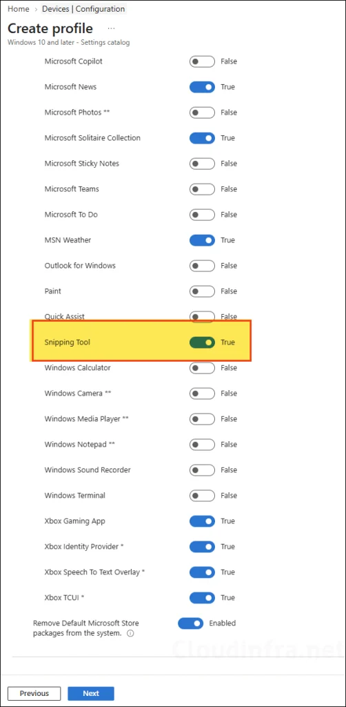 Uninstall Snipping Tool using Microsoft Intune