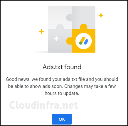 Ads.txt found by Google for your website