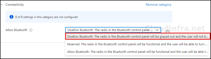 Disable Bluetooth - The radio in the Bluetooth control panel will be greted out and the user will not be able to turn Bluetooth on