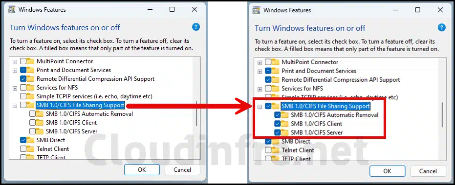 Enable SMB 1.0/CIFS File Sharing Support on Windows 11 device