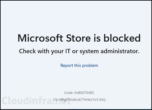 Microsoft Store is blocked (Error code: 0x800704EC)
