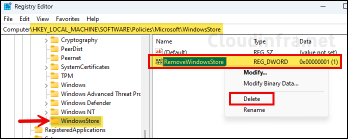 RemoveWindowsStore registry entry for blocking Microsoft Store