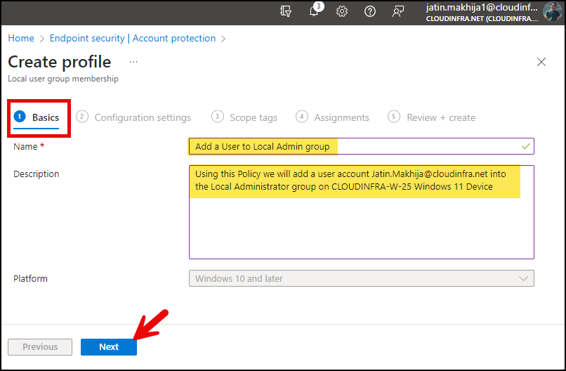 Create an Account Protection Policy