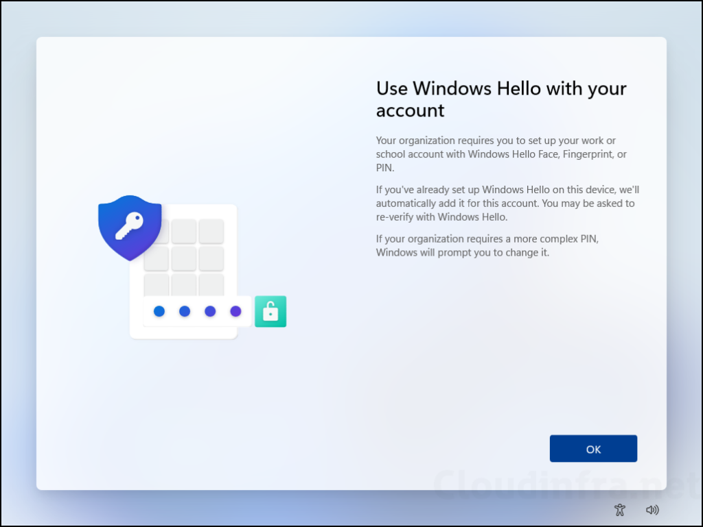 Windows Hello for Business configuration window