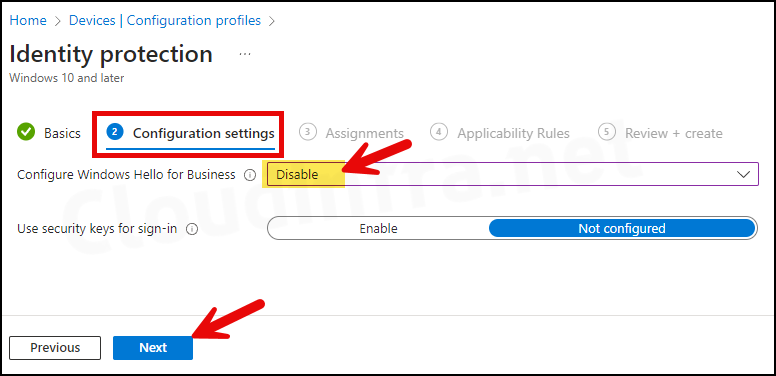 Disable WHfB using Identity Protection Template