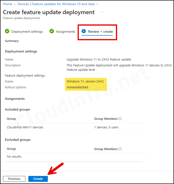 Create a Feature Update Policy