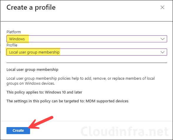 Select Local user group membership