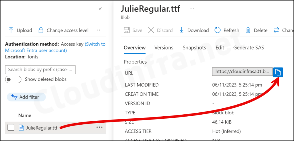 Copy the Font file to a publicly accessible location