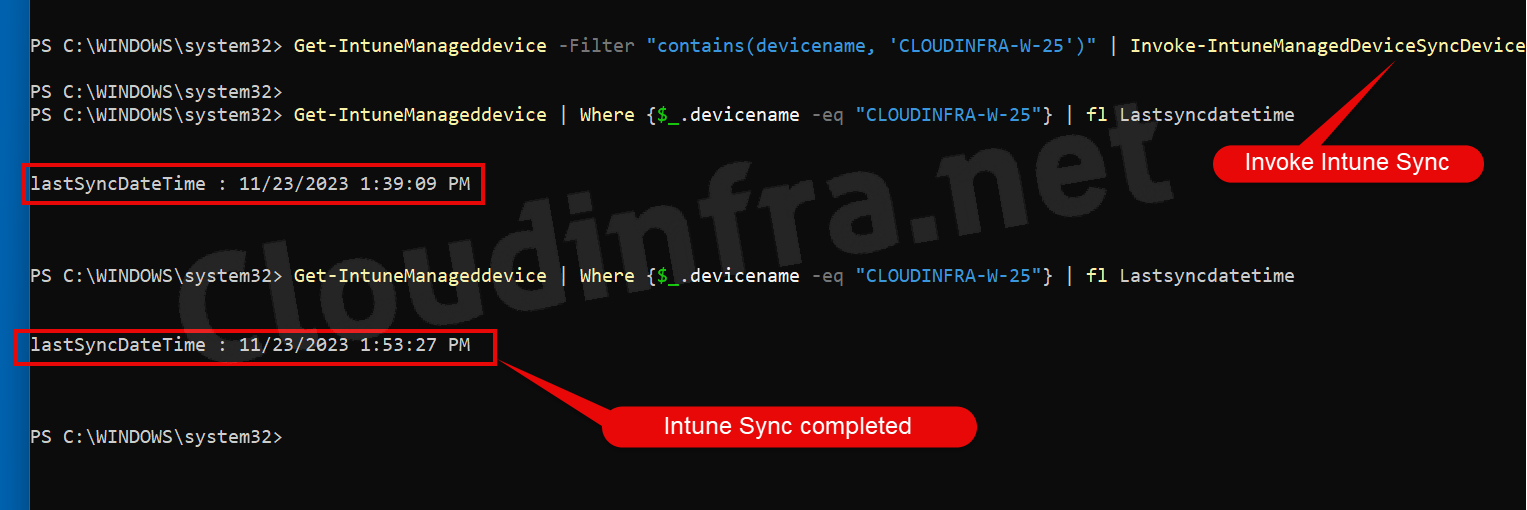 Invoke Intune sync on a specific device using Powershell