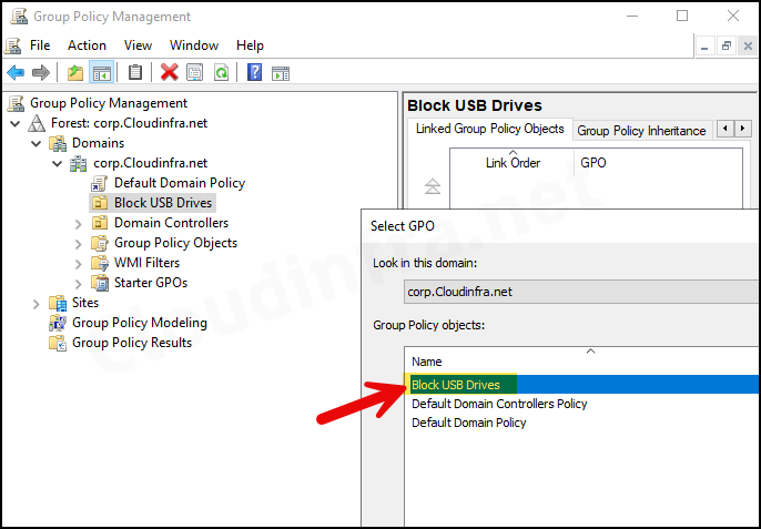 Link "Block USB Drives" GPO with "Block USB Drives" OU