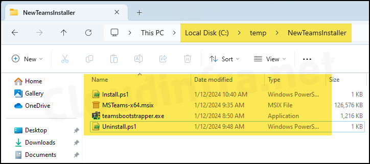 Copy all MS Teams Installation files in one folder 