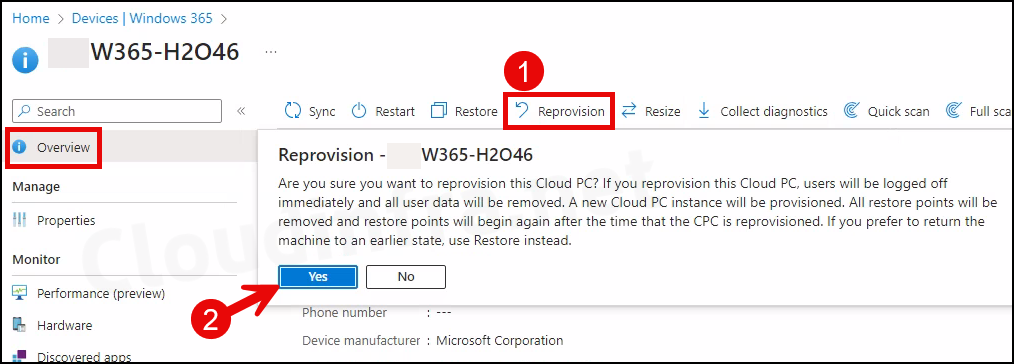 Steps to Reprovision a Cloud PC