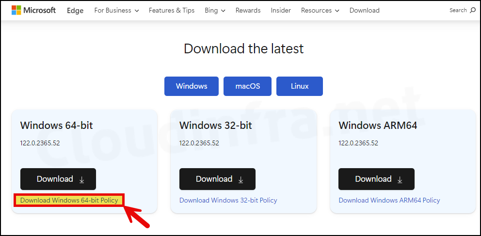 Click on Download Wiindows 64-bit Policy to download Edge Templates for Windows 64-bit