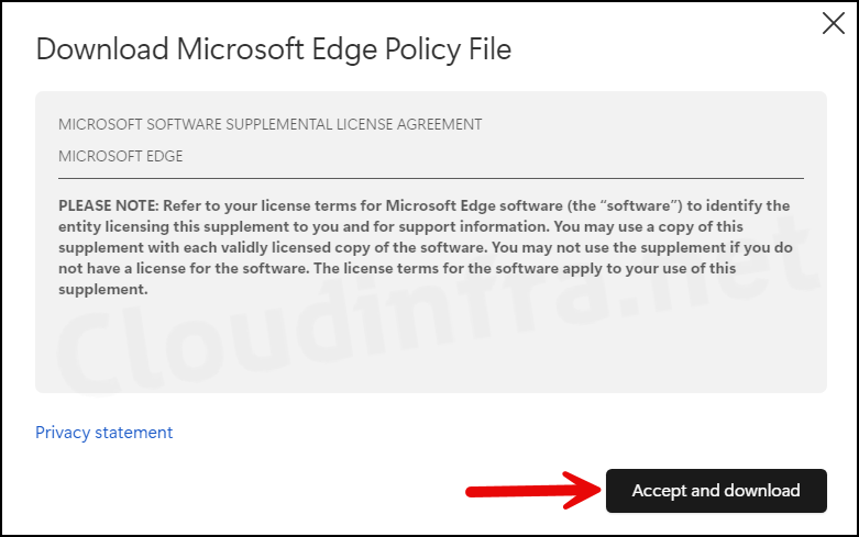 Accept and download screen on Download Microsoft Edge Policy File screen