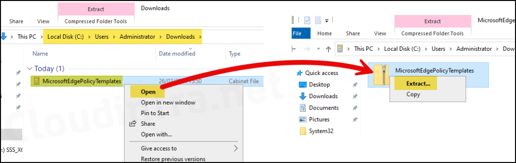 Open the MicrosoftEdgePolicyTemplates files to extract its contains which contains a zip file