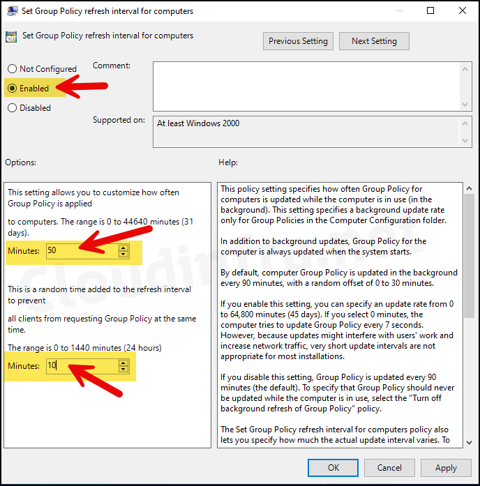 Modify Group Policy Refresh Interval for Computer Configuration Settings
