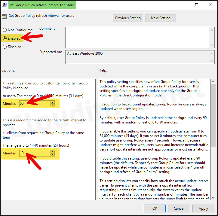 Modify Group Policy Refresh Interval for User Configuration Settings
