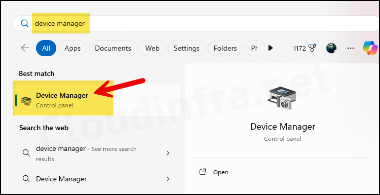 Search for Device Manager from start menu and launch it
