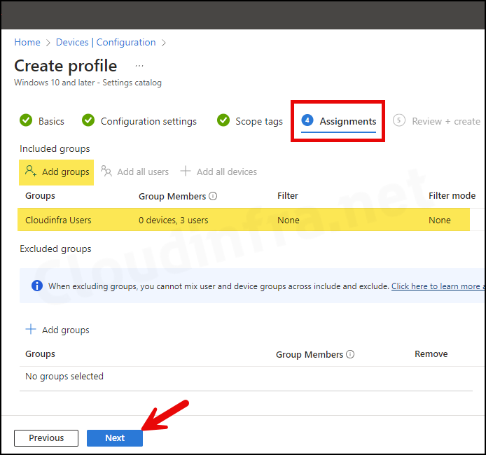 Assign Disable Copilot using Intune policy to Entra security group containing users
