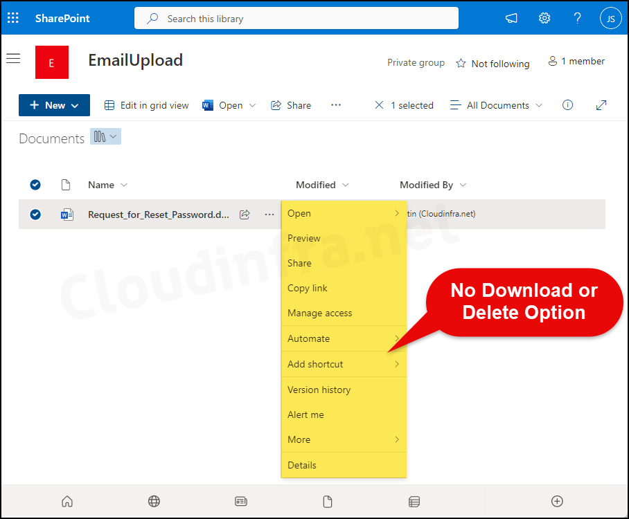 Download and Delete option disabled and not appearing on the Sharepoint site document library