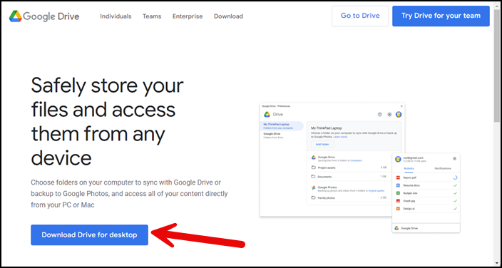 Download Google Drive for desktop App
