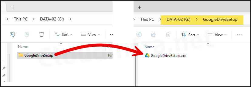 Copy GoogleDriveSetup.exe into GoogleDriveSetup folder