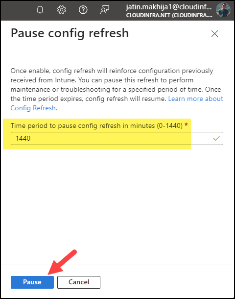 Provide pause config refresh value