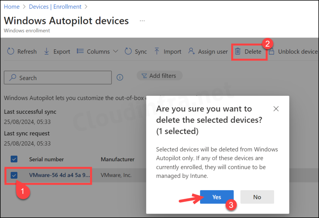 Delete Autopilot Device registration