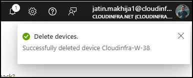 Device successfully deleted from Entra ID