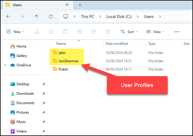 User Profiles location on Windows devices