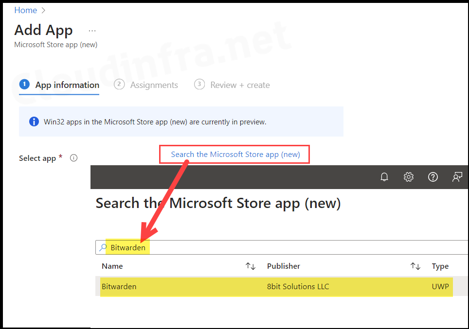 Search for Bitwarden App in Microsoft Store app repository